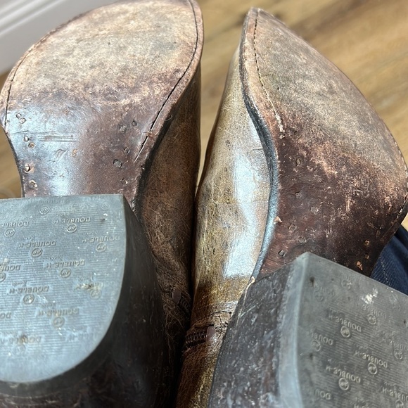 Sonora by Double H Brown Leather Studded Cowboy Booties 8 1/2M - Picture 10 of 10